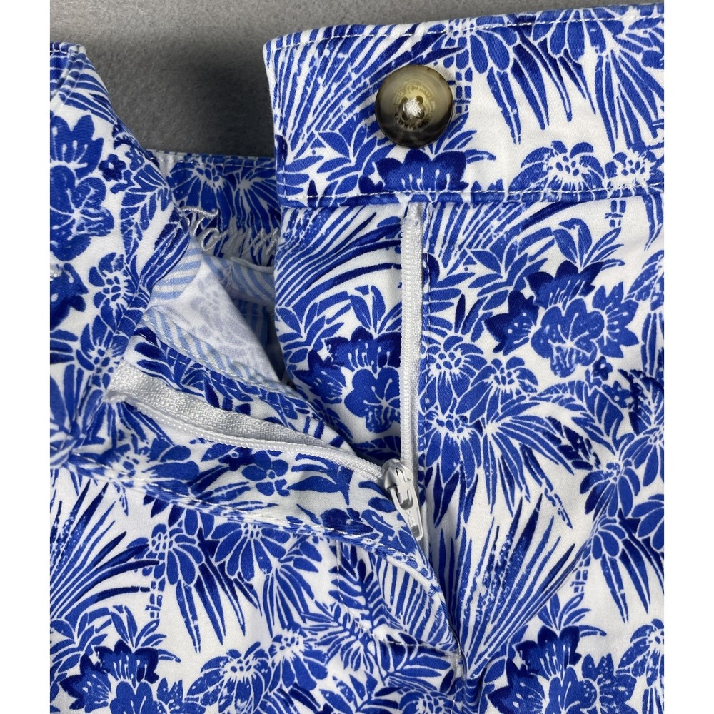Tommy Bahama Shorts Womens 10 Blue Floral Palm Print Cotton Tencel Tropical 4.5" - Picture 3 of 10